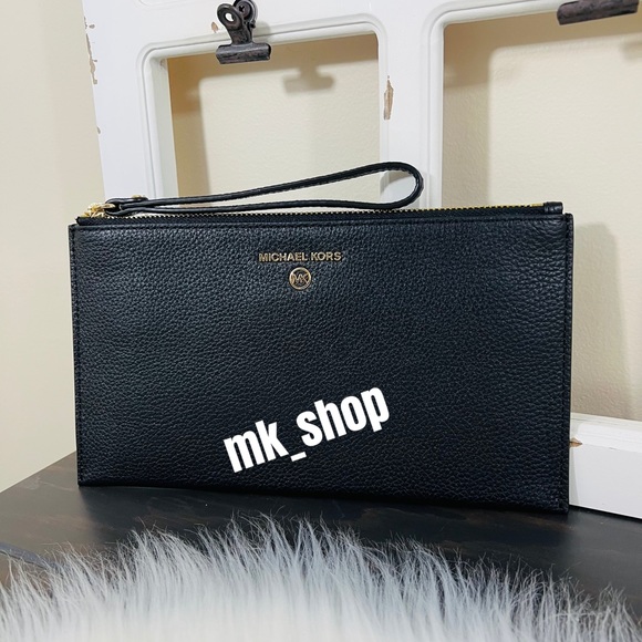 Michael Kors Jet Set Charm Large Zip Clutch Wristlet Black - Picture 3 of 11